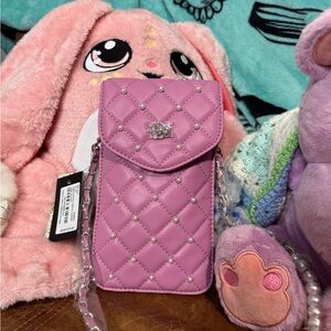 Badgley Mischka Pink Quilted Crossbody Bag